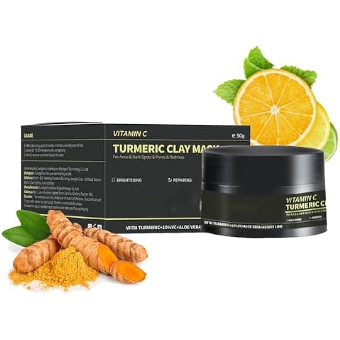 MUD MASK WITH VITAMIN C TURMERIC, CONTROLLING OIL AND REFINING PORES, MOISTURIZING, REPAIRING AND CLEANSING MASK, NATURAL SKINCARE FOR REDUCING WRINKLES AND ENHANCING YOUR SKIN VITALITY